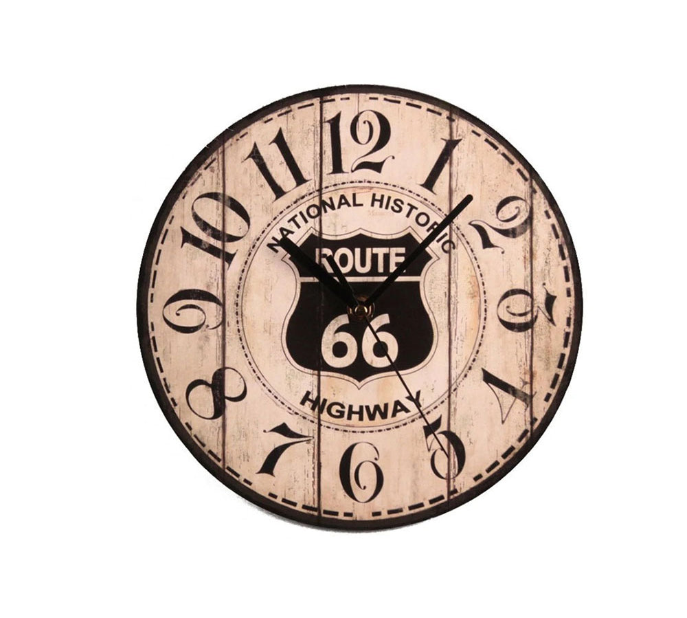 Horloge murale route 66 vintage bois 23 cm Maison Viva